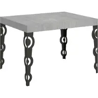 Itamoby Mesa extensible de 80x120/204 cm, con estructura de color gris antracita y superficie en cemento Karamay
