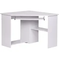 Wohnling Escritorio de esquina , mesa para ordenador, color blanco, con cajón para teclado; modelo WL1.154