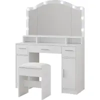 Vicco Tocador Lumira Blanco 110 cm con espejo, iluminación LED y taburete, Model 54731