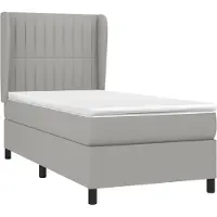 Syfax Cama box spring con colchón tela gris claro 90x190 cm