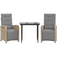 Syfax Sillas y mesita de jardín 3 piezas ratán sintético cojín beige