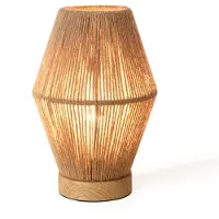 Lux.pro Lámpara de mesa "Arundel", 1 bombilla E27, pantalla de mimbre, aspecto de madera/natural