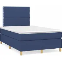 Syfax Cama box spring con colchón tela azul 120x200 cm