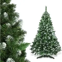 Kadax Árbol de Navidad "Murles", árbol de Navidad con detalles de nieve y base, 220 cm