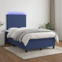 Prolenta Maison Exclusive: Base de cama con somier, colchón y luces LED, color azul, 120 x 200 cm, tapizada en tela