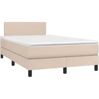 Syfax Cama box spring con colchón cuero sintético capuchino 120x190cm