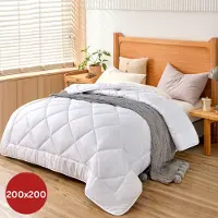 Hezberg Textile Edredón de microfibra, 200x200 cm, color blanco, marca Herzberg, modelo HG22067WD