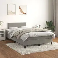 Prolenta Maison Exclusive: Base de cama con somier y colchón, color gris claro, 120 x 200 cm, tapizada en terciopelo