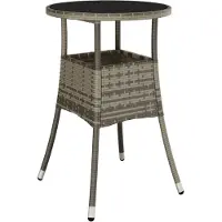 Syfax Mesa de jardín vidrio templado y ratán sintético gris Ø60x75 cm