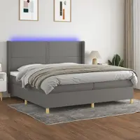 Prolenta Maison Exclusive: Base de cama con somier, colchón y luces LED, color gris oscuro, 200x200 cm, material: textil