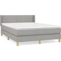 Syfax Cama box spring con colchón tela gris claro 140x190 cm