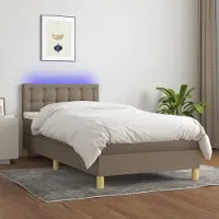 Prolenta Maison Exclusive: Base de cama con somier, colchón y luces LED, color taupe, 100x200 cm, tapizada en tela