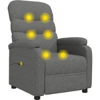 Syfax Sillón de masaje de tela gris oscuro