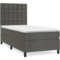 Syfax Cama box spring con colchón terciopelo gris oscuro 80x200 cm