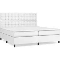 Syfax Cama box spring con colchón cuero sintético blanco 200x200 cm