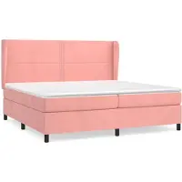 Syfax Cama box spring con colchón terciopelo rosa 200x200 cm