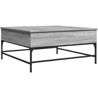 Syfax Mesa de centro madera ingeniería metal gris Sonoma 95x95x45 cm