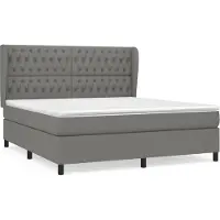 Syfax Cama box spring con colchón tela gris oscuro 180x200 cm