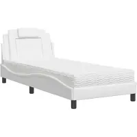 Syfax Cama Viana con colchón cuero sintético blanco 90x190 cm