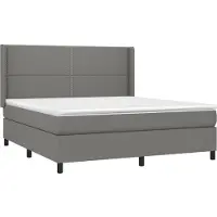 Syfax Cama box spring con colchón tela gris oscuro 180x200 cm