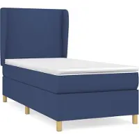 Syfax Cama box spring con colchón tela azul 90x200 cm