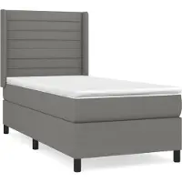 Syfax Cama box spring con colchón tela gris oscuro 100x200 cm