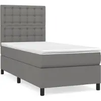 Syfax Cama box spring con colchón tela gris oscuro 100x200 cm