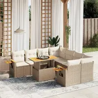 Prolenta Maison Exclusive: Juego de jardín de 9 piezas con cojines, color beige, fabricado en polirratán