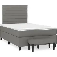 Syfax Cama box spring con colchón tela gris oscuro 120x200 cm