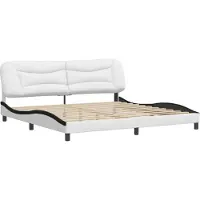 Syfax Estructura de cama sin colchón Hvar cuero sintético blanco negro 200x200 cm