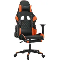 Syfax Silla gaming masaje y reposapiés cuero sintético negro naranja