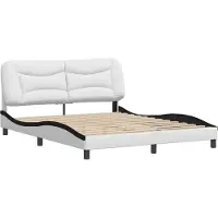 Syfax Estructura de cama sin colchón Hvar cuero sintético blanco negro 160x200cm