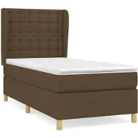 Syfax Cama box spring con colchón tela marrón oscuro 90x190 cm