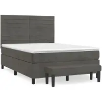 Syfax Cama box spring con colchón terciopelo gris oscuro 140x200 cm