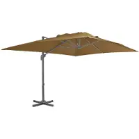 Syfax Sombrilla de jardín con base portátil gris taupe
