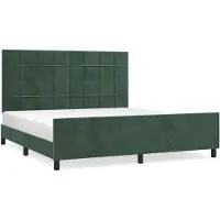 Syfax Estructura cama sin colchón terciopelo verde oscuro 160x200 cm