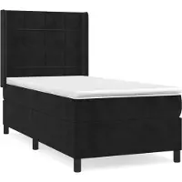 Syfax Cama box spring con colchón terciopelo negro 90x200 cm