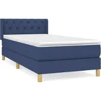 Syfax Cama box spring con colchón tela azul 80x200 cm
