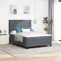 Prolenta Maison Exclusive: Cama con somier LED, cabecero en gris oscuro, 140 x 190 cm, tapizada en terciopelo