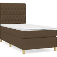 Syfax Cama box spring con colchón tela marrón oscuro 100x200 cm