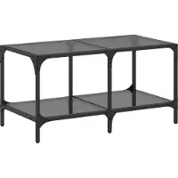 Syfax Mesa de centro superficie de vidrio acero negra 78,5x40x40 cm