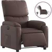 Syfax Sillón reclinable eléctrico de cuero sintético marrón