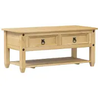 Syfax Mesa de centro cajones Corona madera maciza pino 100x48x45 cm