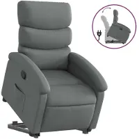 Syfax Sillón reclinable elevable de tela gris oscuro