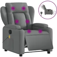 Syfax Sillón reclinable de masaje eléctrico tela gris oscuro