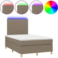 Syfax Cama box spring con colchón y LED tela gris taupe 120x200 cm