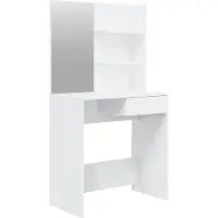Syfax Tocador con espejo blanco brillante 74,5x40x141 cm