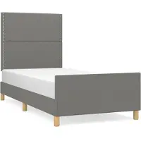 Syfax Estructura de cama sin colchón tela gris oscuro 90x200 cm