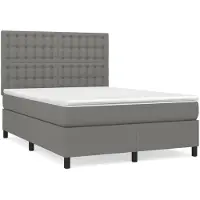 Syfax Cama box spring con colchón tela gris oscuro 140x190 cm