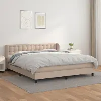 Prolenta Maison Exclusive: Base de cama con somier, colchón color café, 160x200 cm, tapizado en cuero sintético